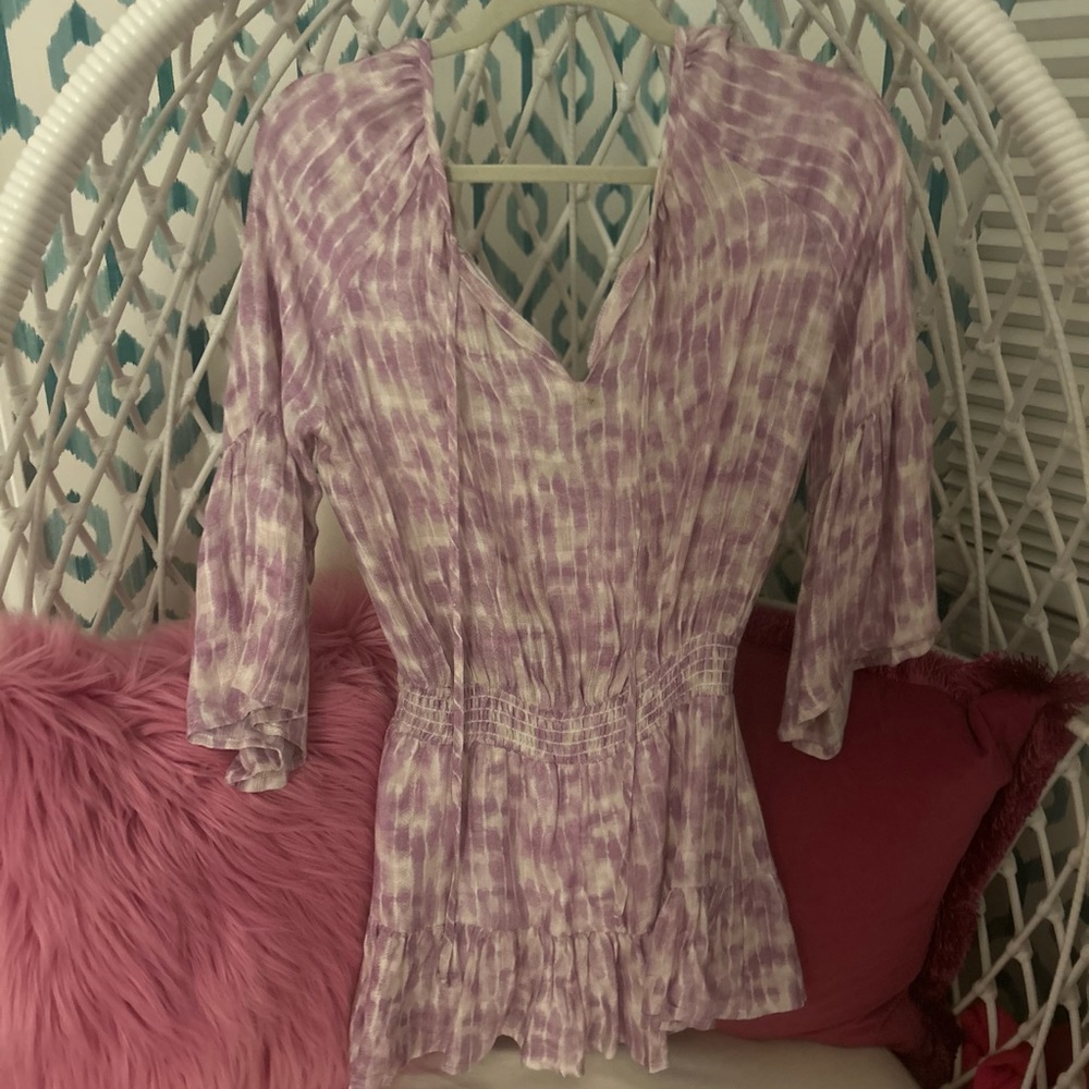 Purple sky moon belle sleeve mini dress